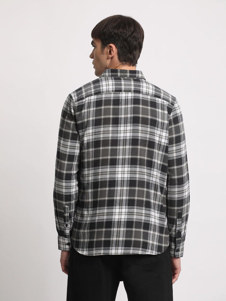 THE BEAR HOUSE Tartan Checked Slim Fit Flannel Pure Cotton Casual Shirt