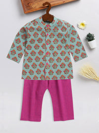 VASTRAMAY Boys Floral Printed Kurta with Pyjamas