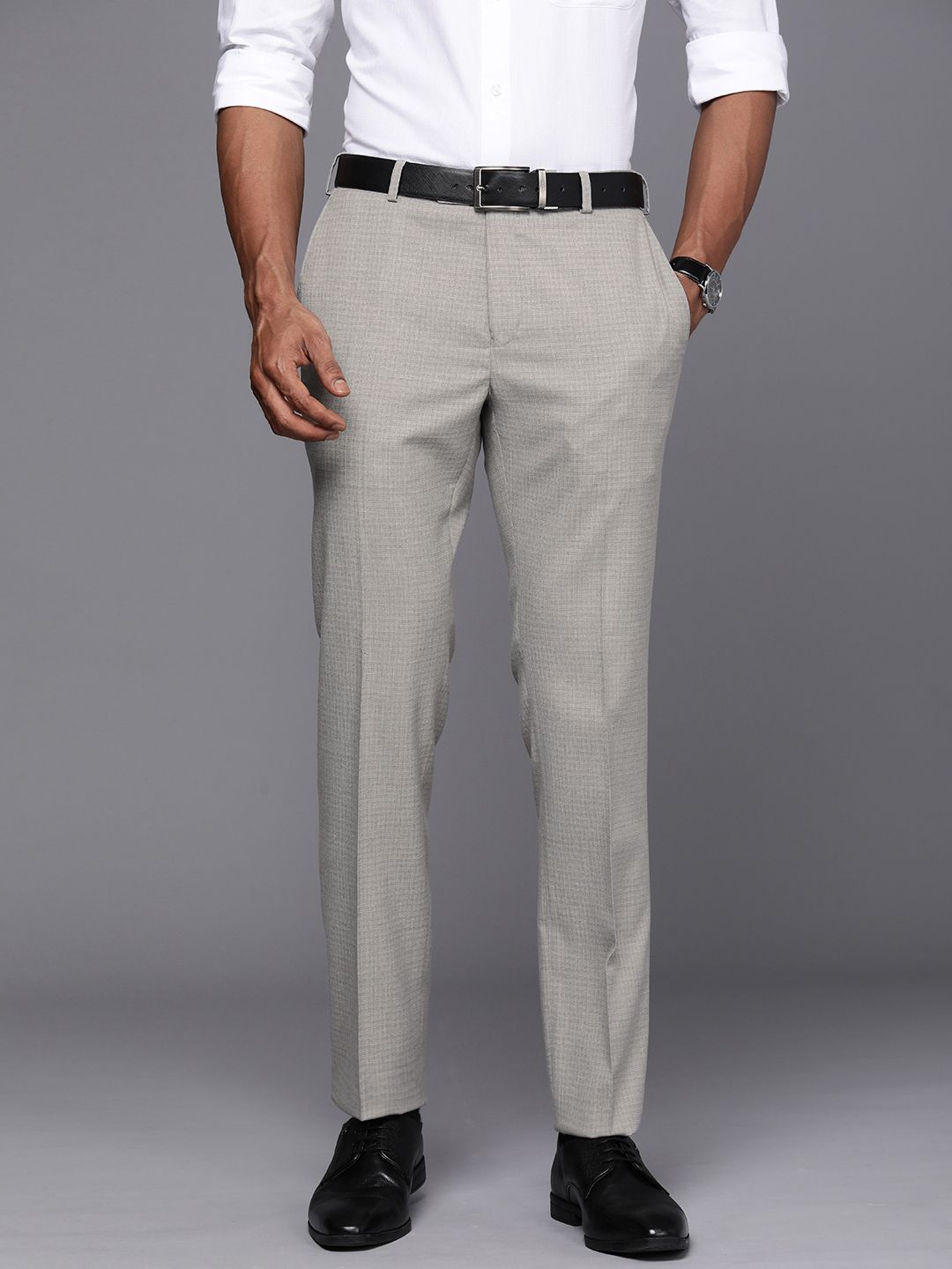Raymond Men Checked Slim Fit Formal Trousers
