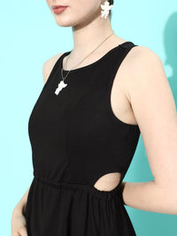 Dressberry Solid Cut-Outs Sleeveless A-Line Dress
