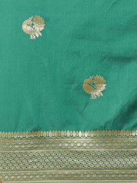 Saree mall Green & Pink Woven Design Banarasi Saree