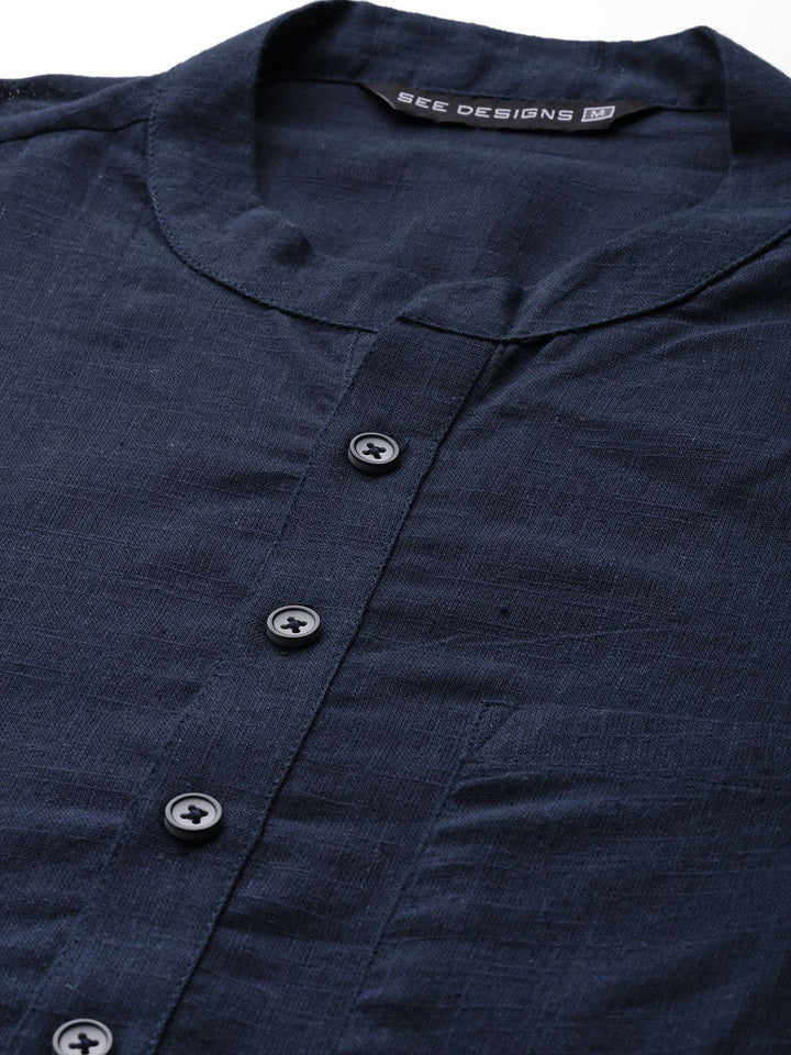 See Designs Men Blue Regular Pure Cotton Kurta with Pyjamas