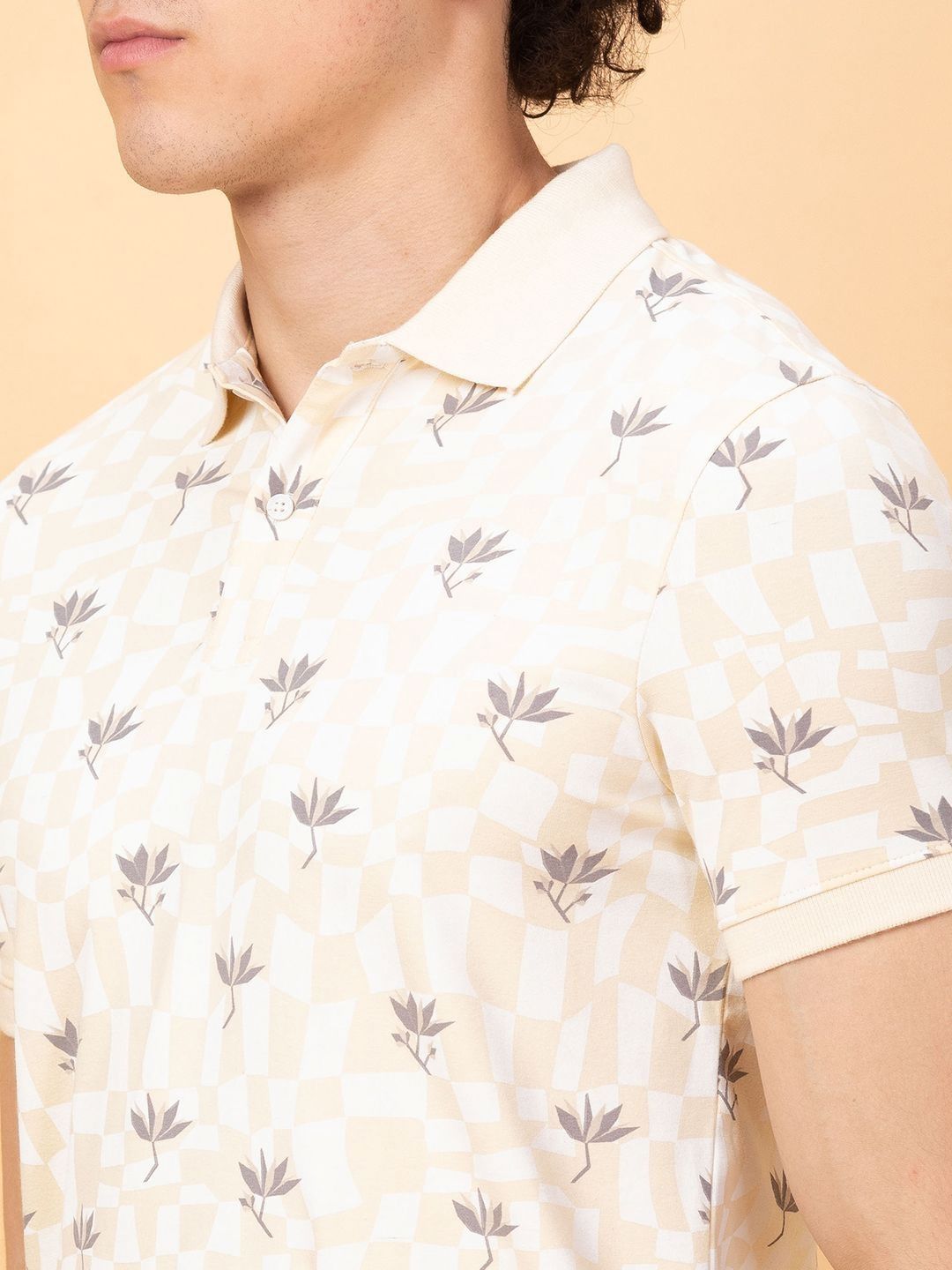 Being Human Men Floral Printed Polo Collar Applique T-shirt