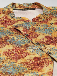SOJANYA Men Black & Yellow Kurta with Churidar