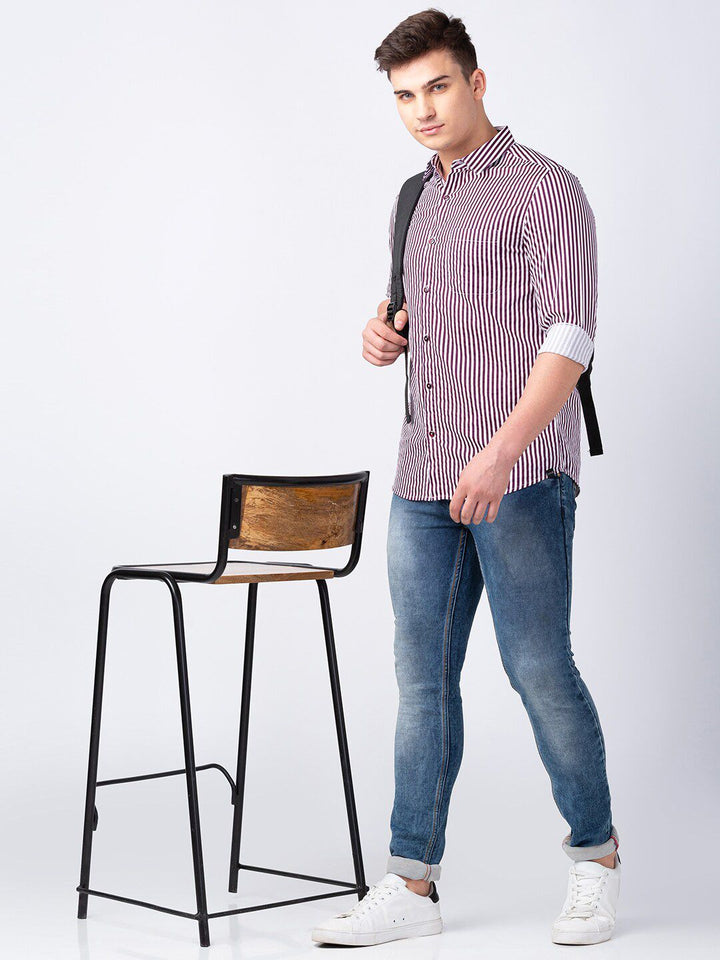 SPYKAR Men Classic Striped Cotton Casual Shirt