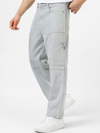Urbano Fashion Men Loose Baggy Fit Washed Non-Stretchable Cargo Jeans