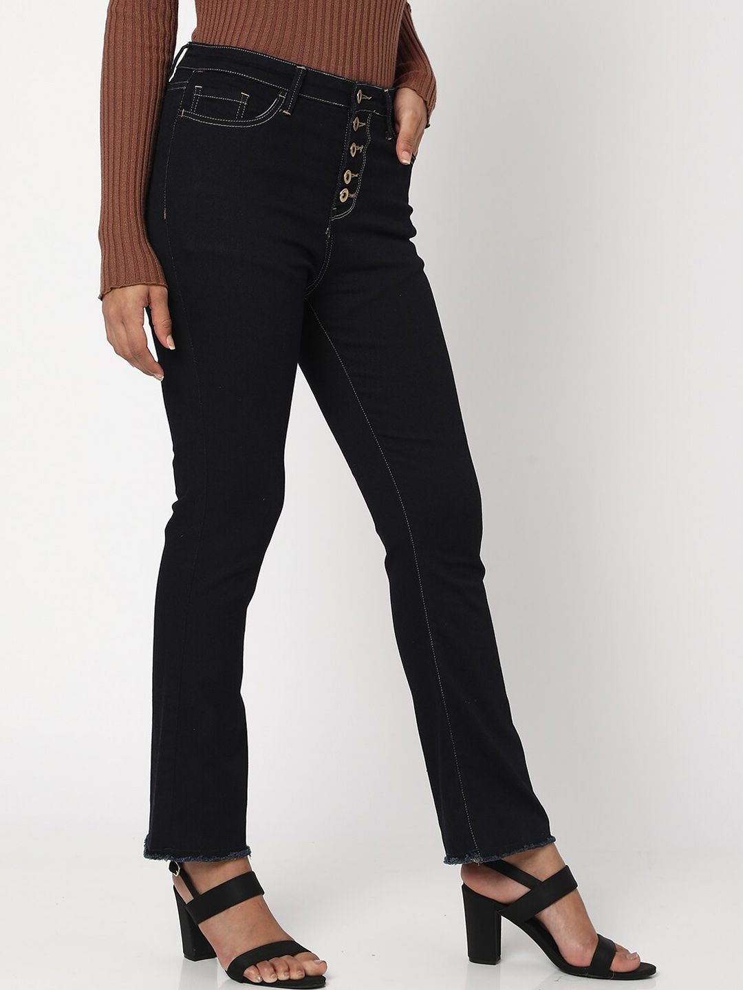 SPYKAR Women Black Elissa Flared High-Rise Jeans