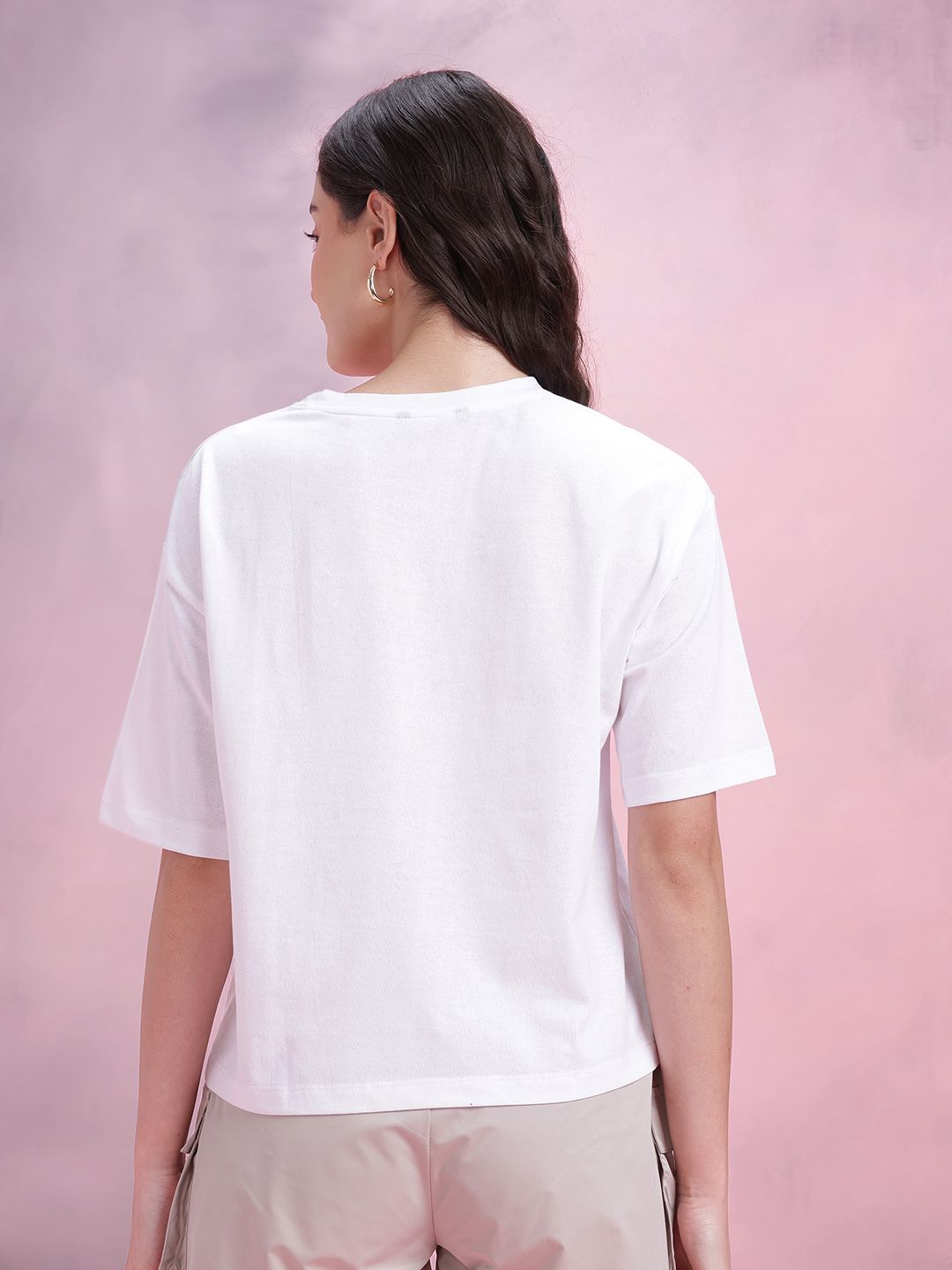 DressBerry Drop-Shoulder Sleeves Relaxed Fit T-shirt