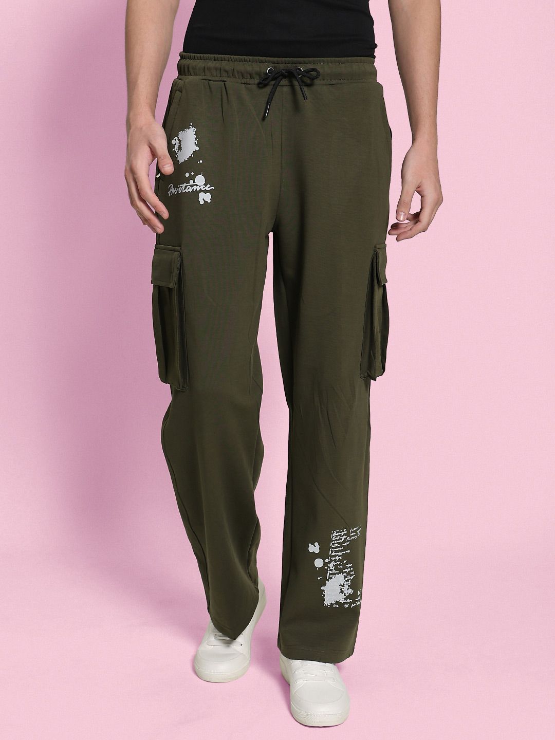 Bene Kleed Men Printed Plated Interlock Relaxed Fit Trousers
