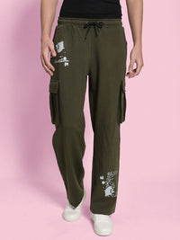 Bene Kleed Men Printed Plated Interlock Relaxed Fit Trousers