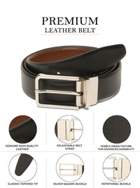 Teakwood Leathers Men Textured Leather Reversible Belt