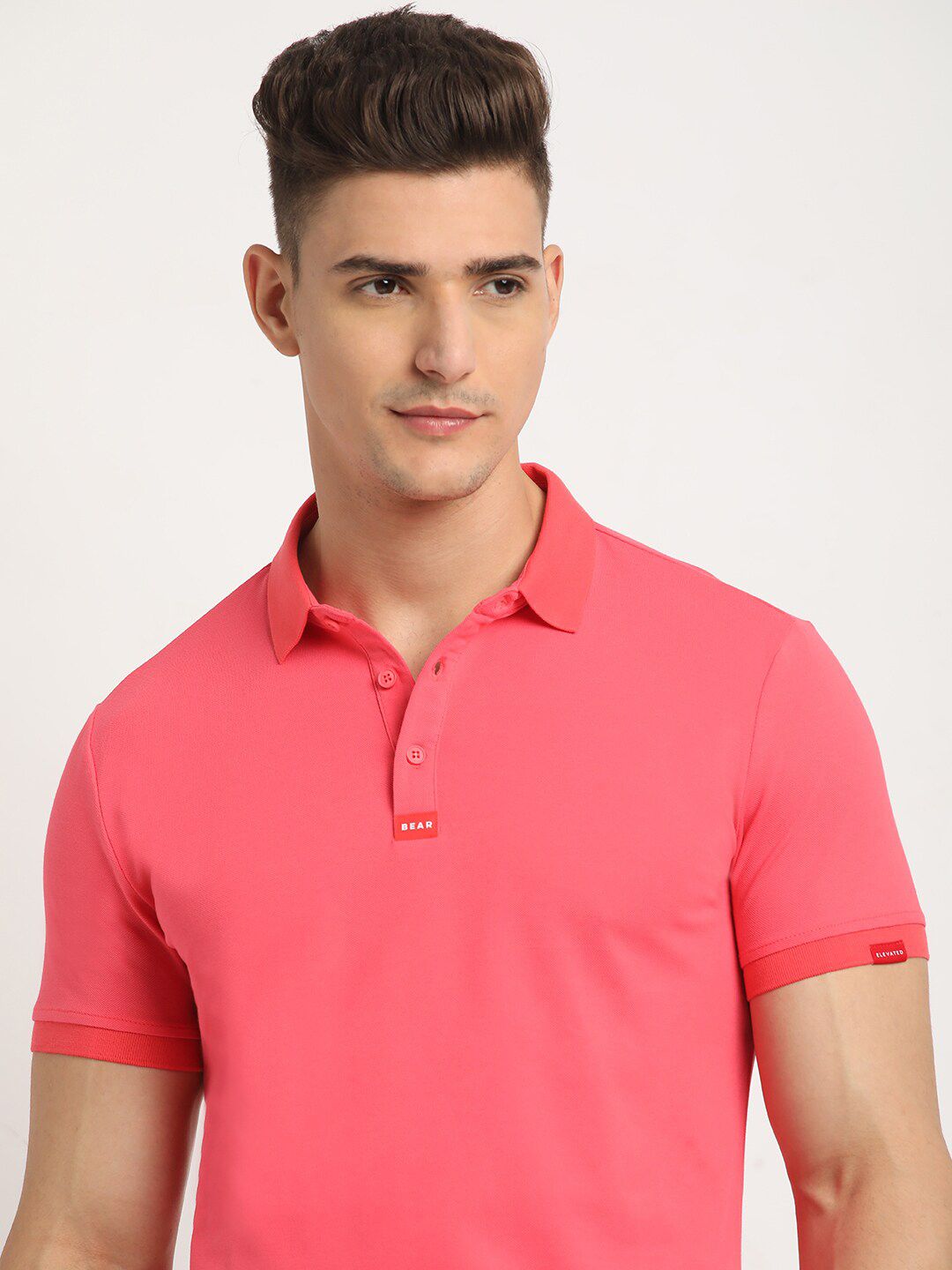 THE BEAR HOUSE Polo Collar Short Sleeves Slim Fit T-shirt