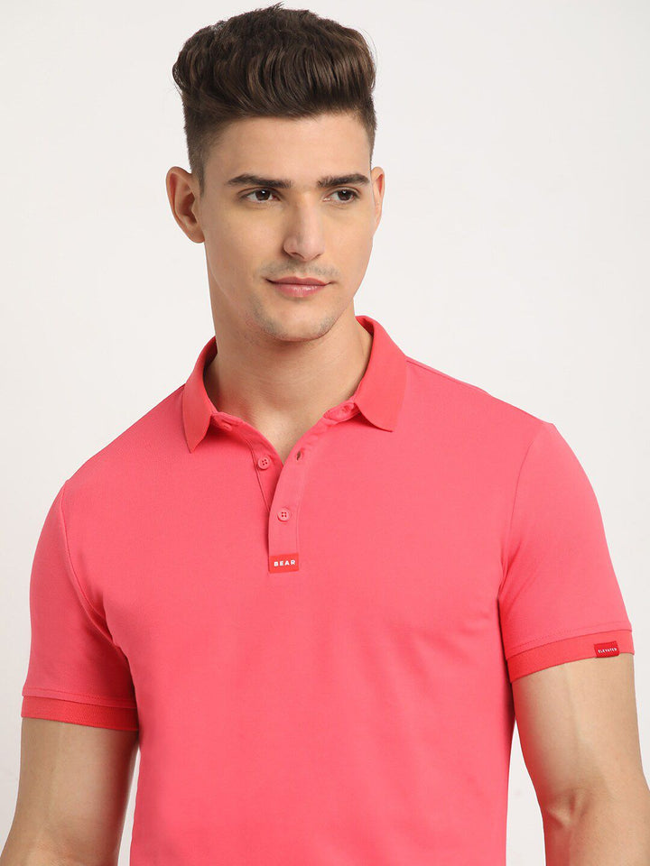 THE BEAR HOUSE Polo Collar Short Sleeves Slim Fit T-shirt