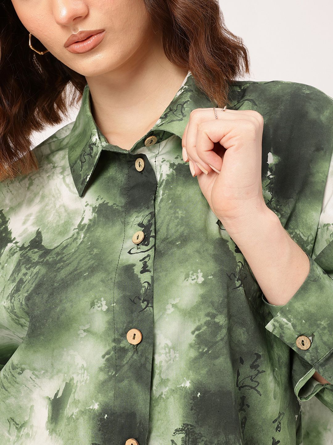 DressBerry Rugged Rhythm Dyed Drop-Shoulder Oversized Longline Shirt