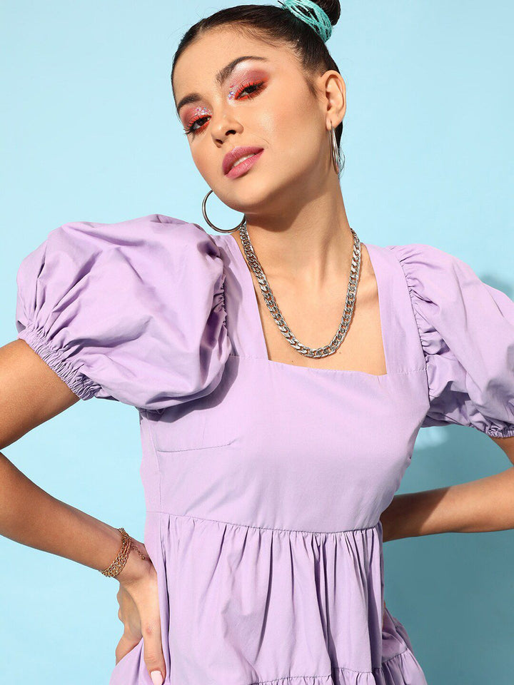 STREET 9 Women Elegant Lavender Solid Dress