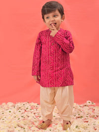 VASTRAMAY Boys Bandhani Printed Regular Kurta with Patiala