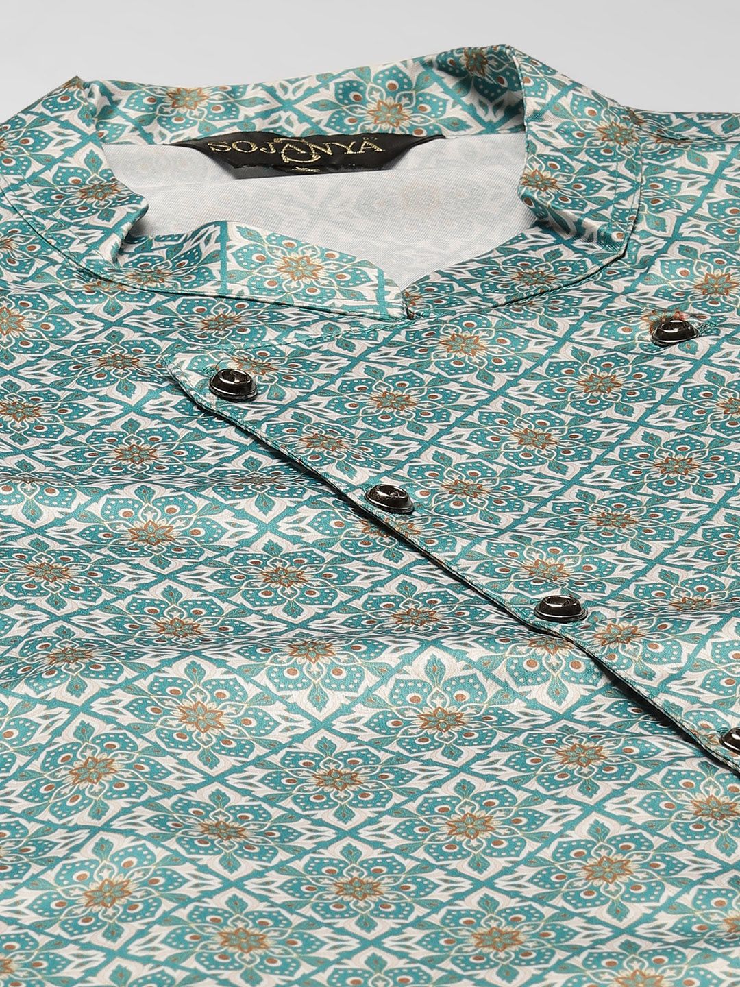 SOJANYA Kurta Lelaki Kelabu & Hijau dengan Churidar