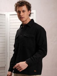 Locomotive Men Dobby Textured Solid Utility Pocket Overshirt