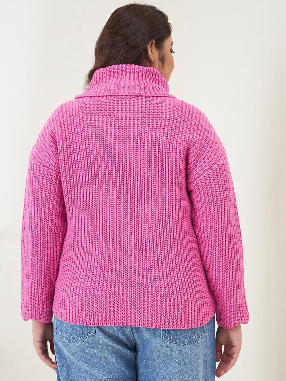 CURVY STREET Women Plus Size Ribbed Acrylic Pullover