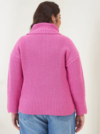CURVY STREET Women Plus Size Ribbed Acrylic Pullover