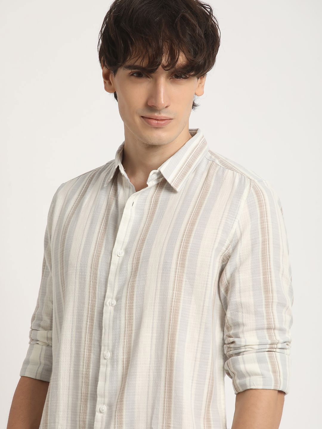 THE BEAR HOUSE Men's Striped Slim Fit Casual Shirt