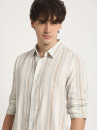 THE BEAR HOUSE Men's Striped Slim Fit Casual Shirt