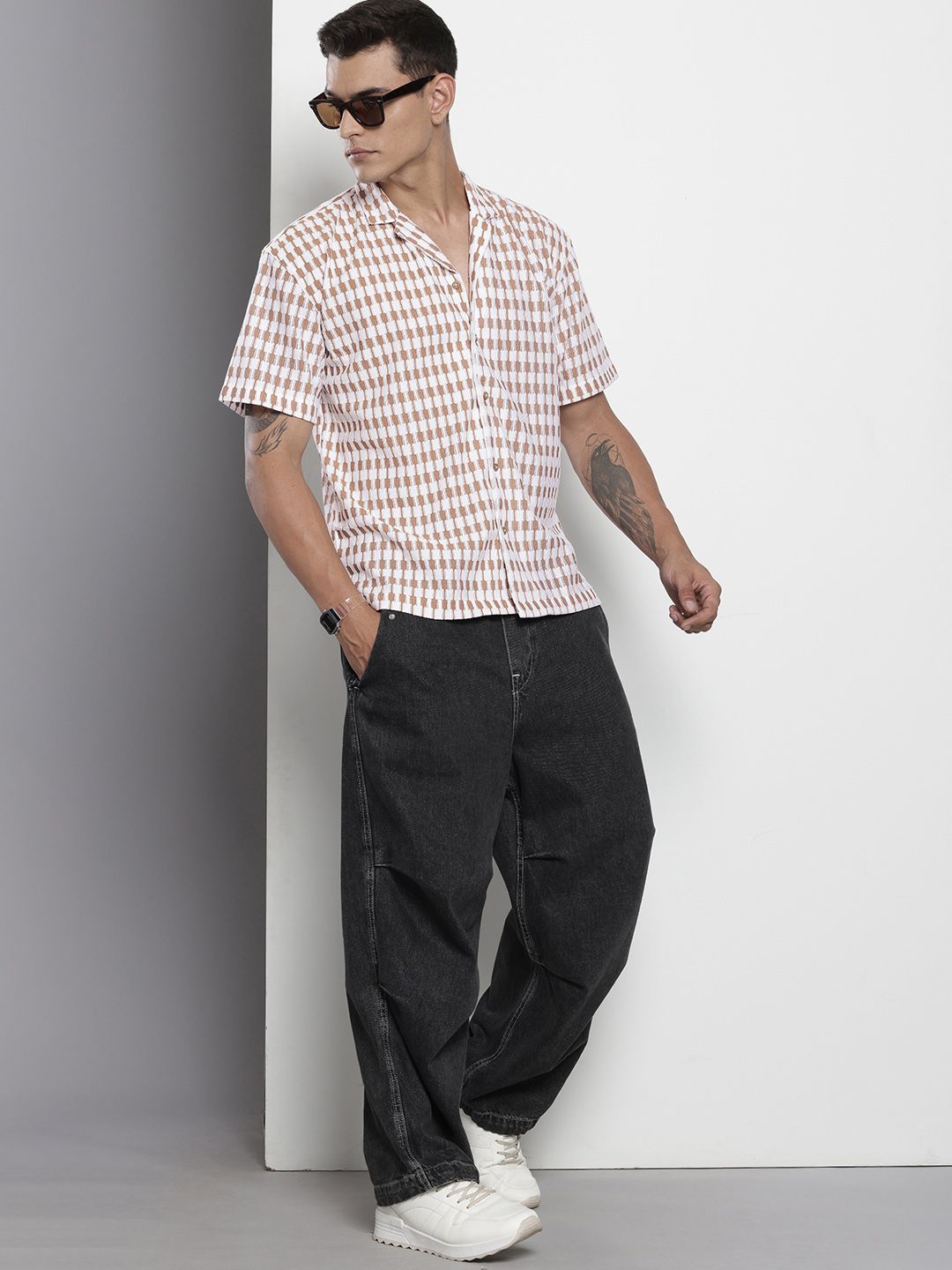 The Indian Garage Co Men Relaxed Fit Self Design Shirt