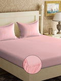 Myntra Elegant Homes Mesra Kulit Merah Jambu 300 TC Dilengkapi Cadar Tempat Tidur King Halus & 2 Sarung Bantal