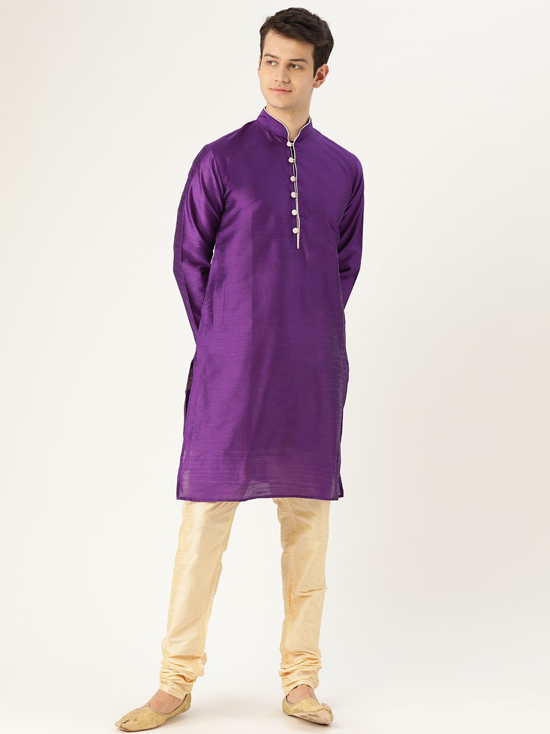 SOJANYA Lelaki Ungu Solid Kurta Lurus