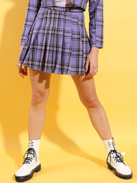 Tokyo Talkies Checked Blazer With Pleated Skirt