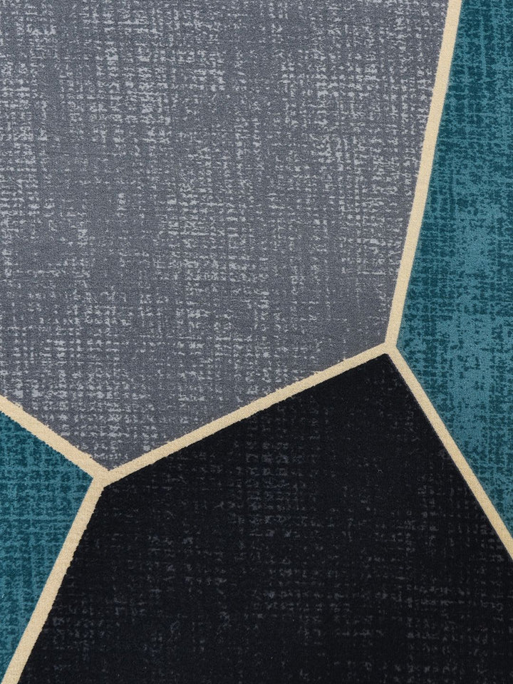 Story@home Blue & Black Printed 3 Seater Stretchable Sofa Cover With Arms