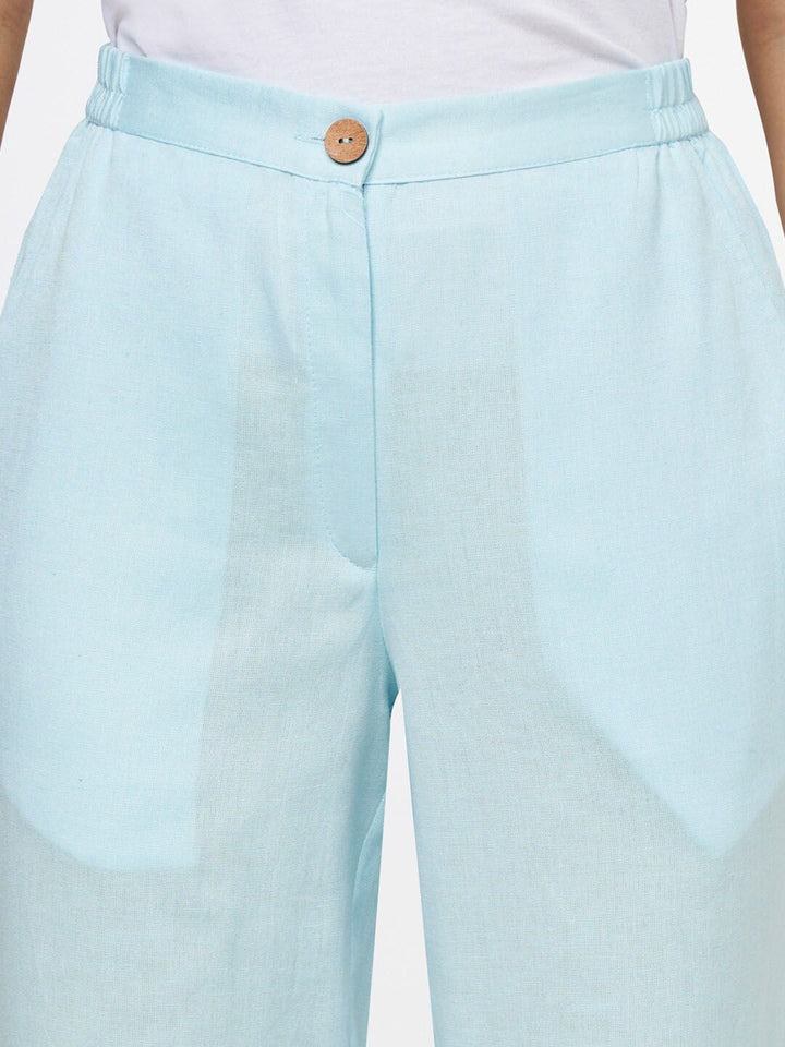 Global Desi Women Blue Straight Fit Parallel Trousers