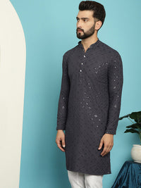SOJANYA Ethnic Motifs Embroidered Sequinned Pure Cotton Kurta