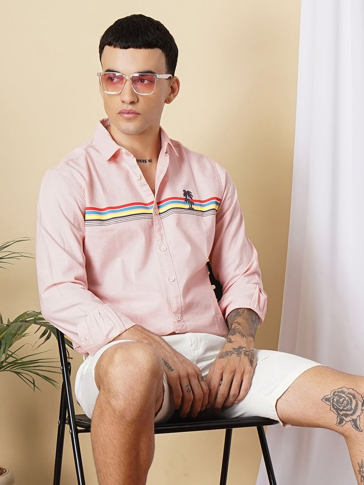 The Indian Garage Co Pure Cotton Horizontal Stripes Casual Shirt