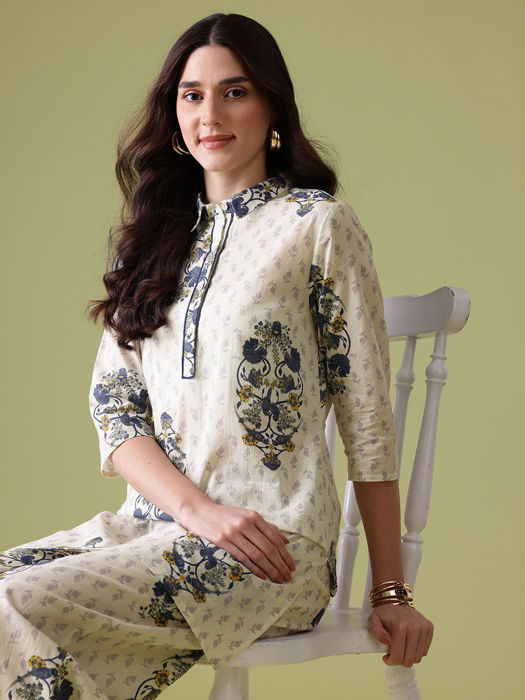 Anouk Floral Print Cotton Kurta with Palazzos