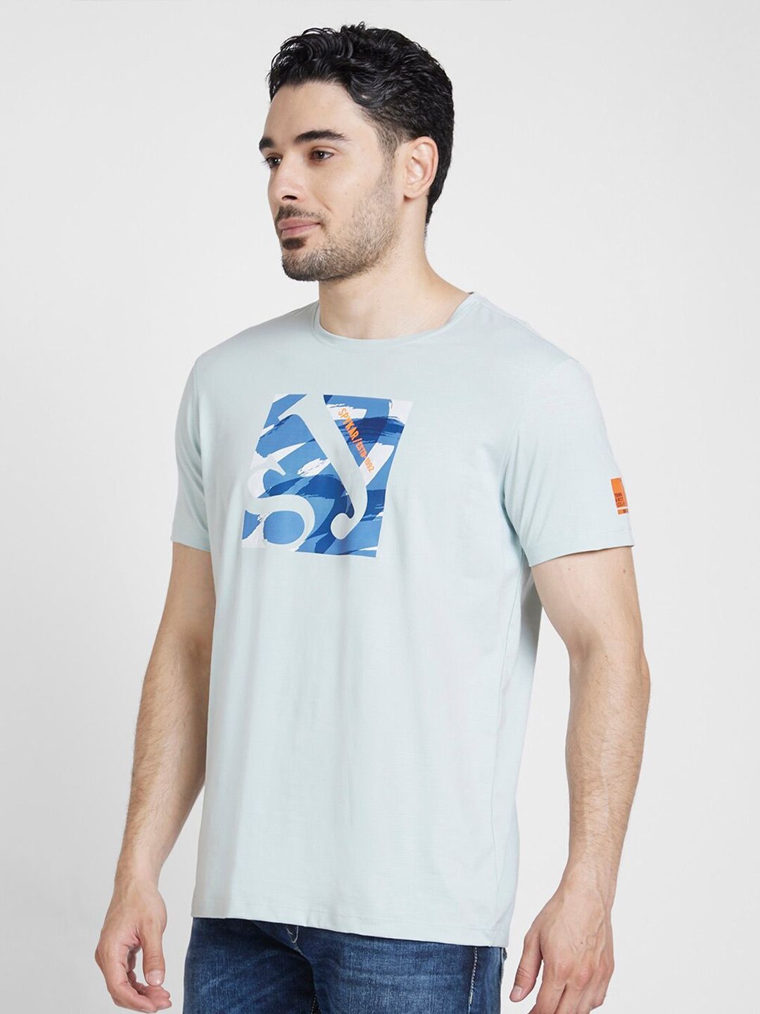 SPYKAR Typography Printed Slim Fit Cotton T-shirt