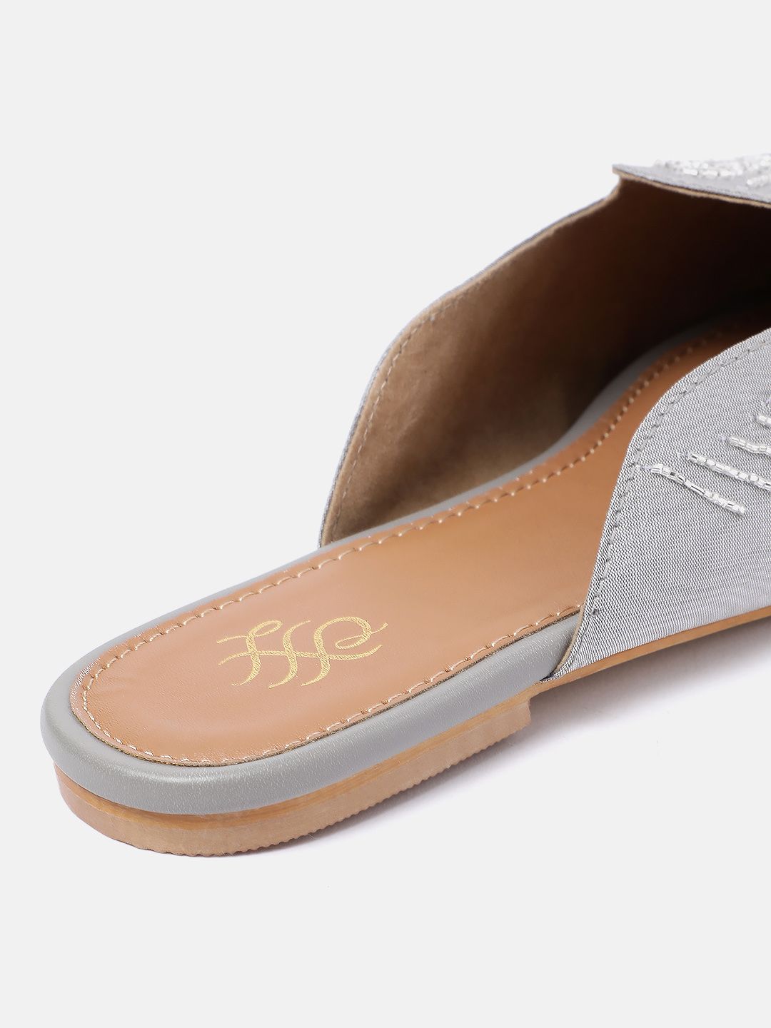 House of Pataudi Leather Embellished Ethnic Mules