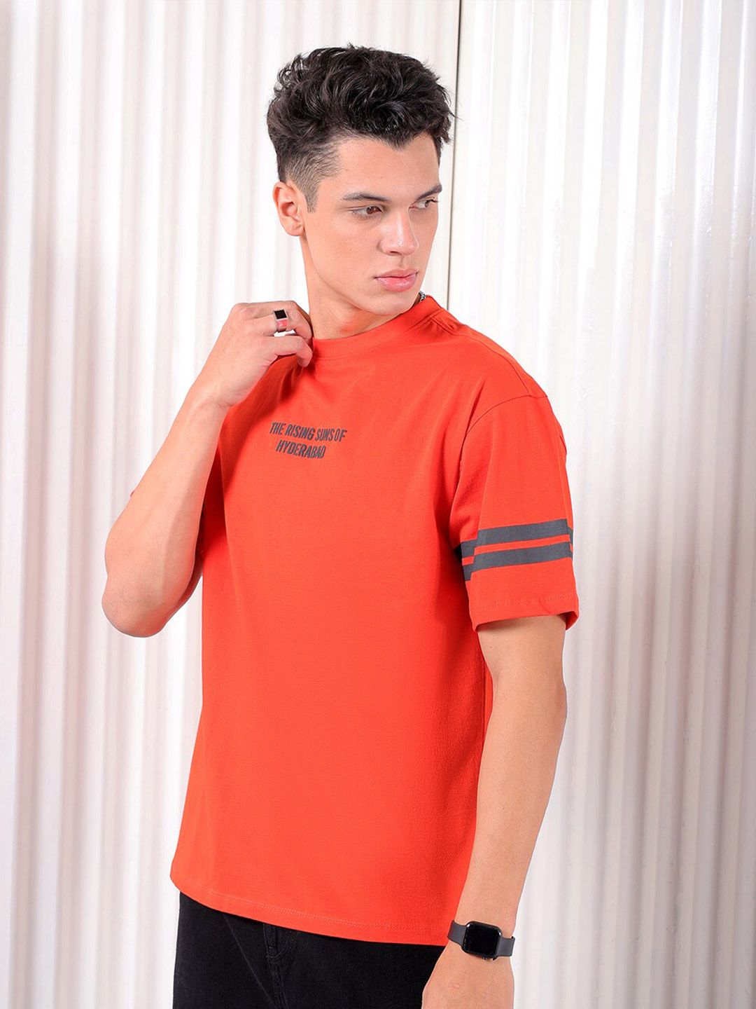 The Indian Garage Co Typography Printed Pure Cotton Boxy T-shirt