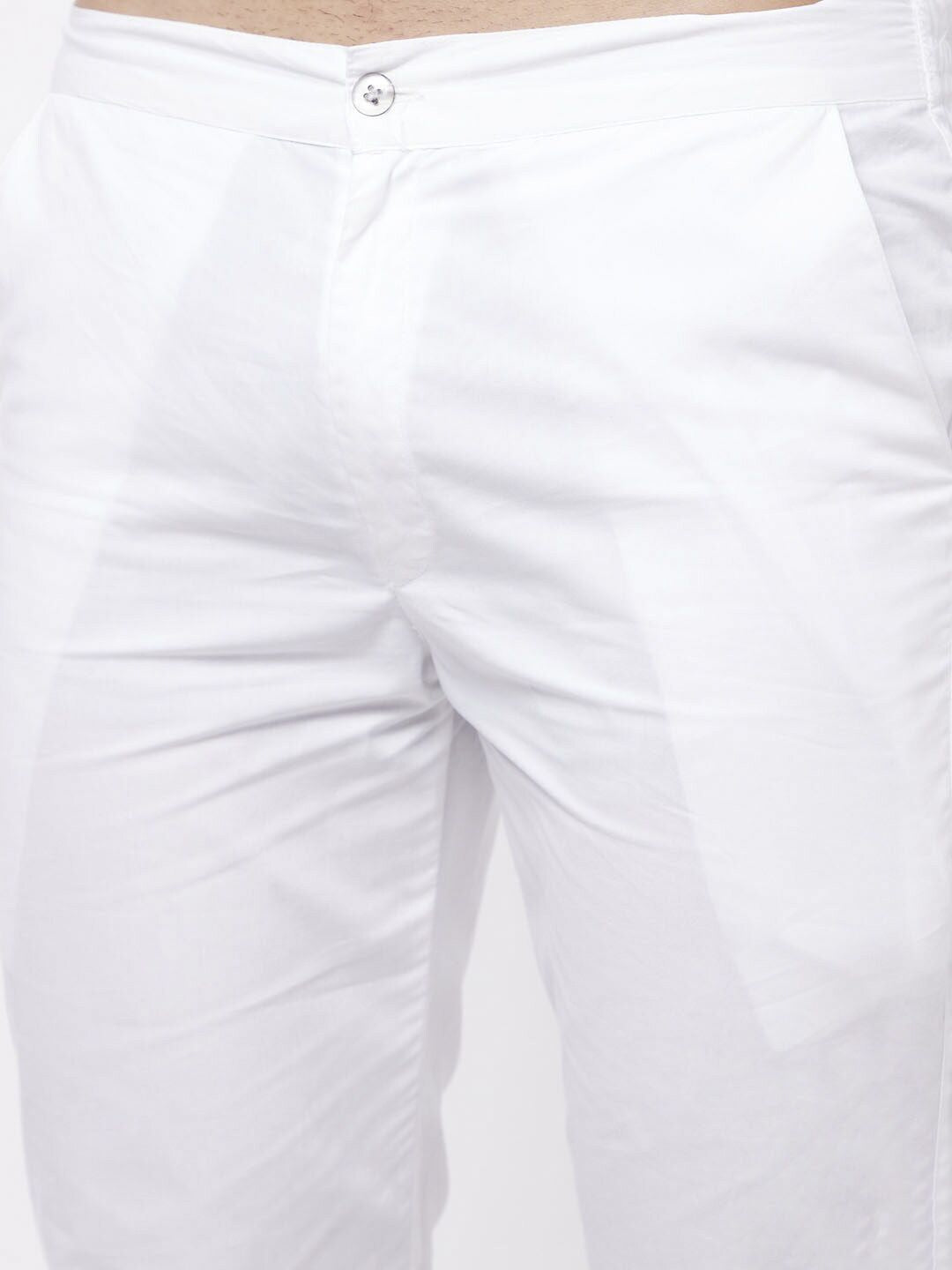 VASTRAMAY Men White Chikankari Pure Cotton Kurta with Churidar
