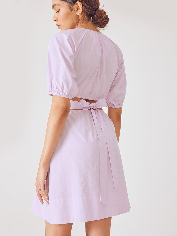The Label Life Puff Sleeves Cut-Out Detail Dress