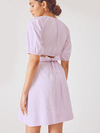 The Label Life Puff Sleeves Cut-Out Detail Dress
