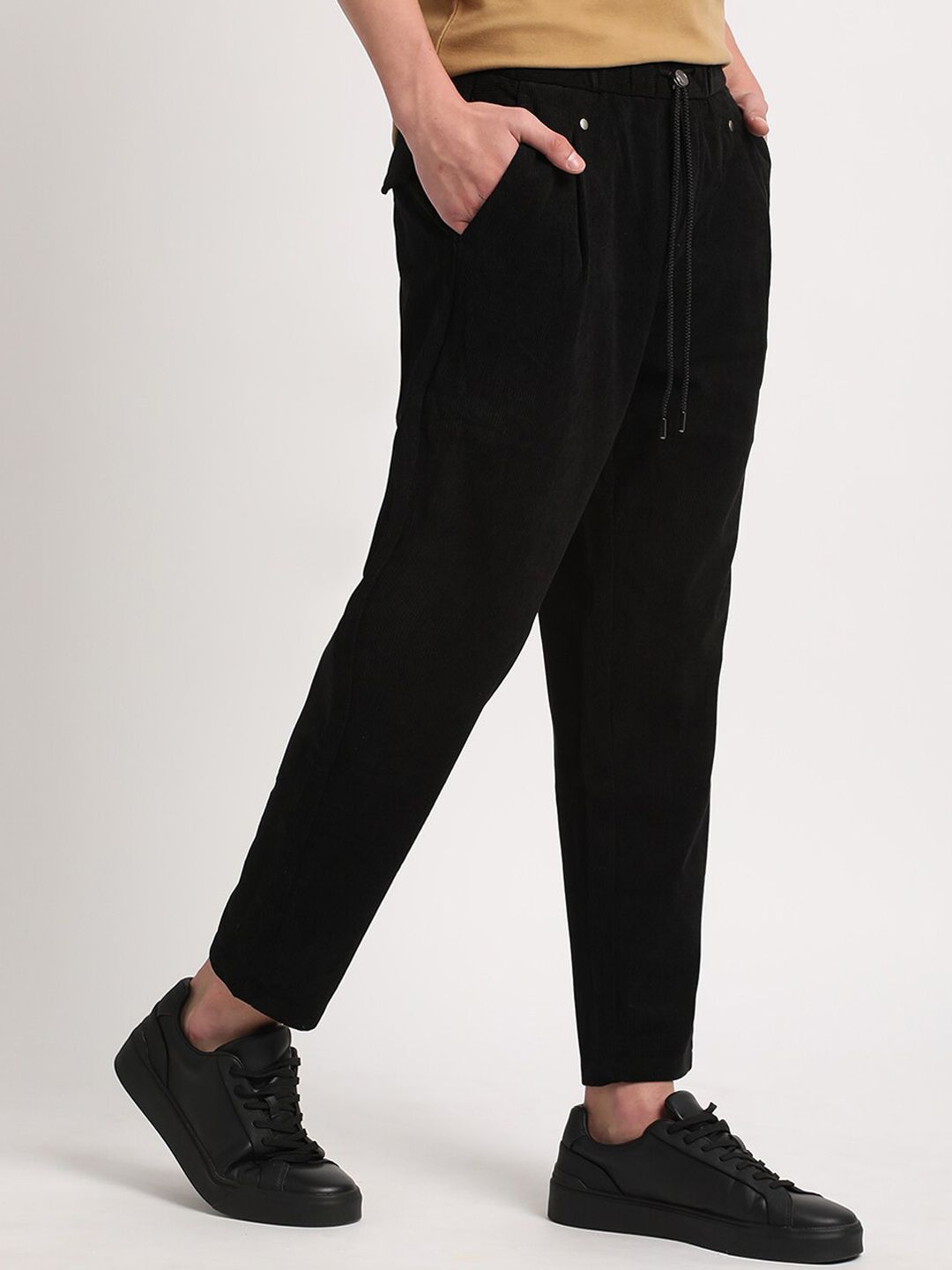 THE BEAR HOUSE Men Relaxed Loose Fit Corduroy Cotton Regular Trousers