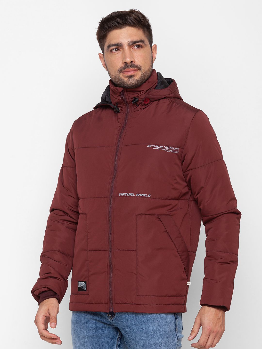 SPYKAR Padded Jacket with Detachable Hood