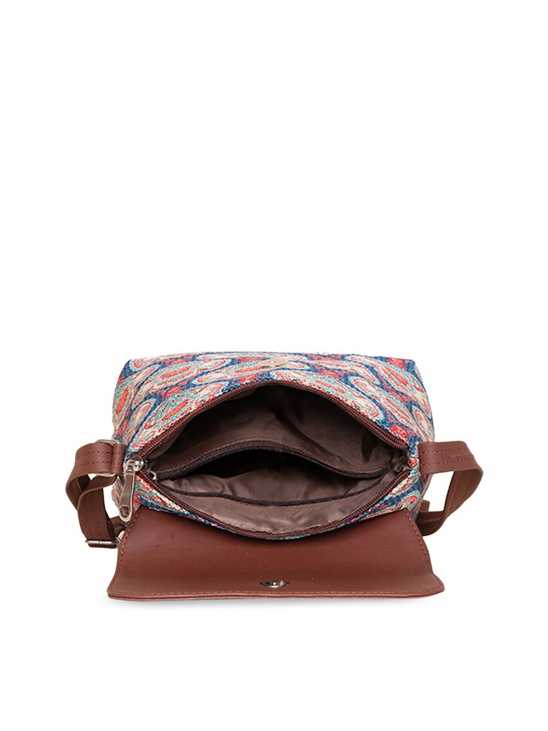 ZOUK Ethnic Motifs Printed Structured Sling Bag