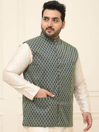 SOJANYA PLUS Men Printed Nehru Plus Size Jacket