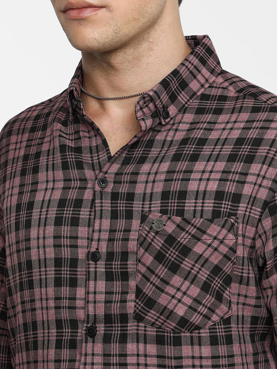 Campus Sutra Men Comfort Spread Collar Tartan Checked Polycotton Casual Shirt