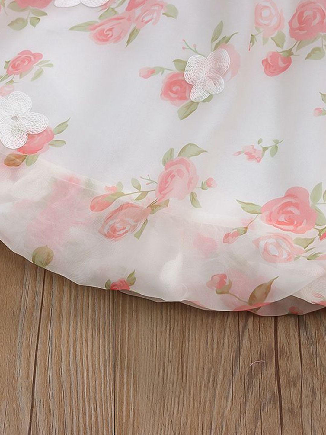 YK Girls Floral Print Cotton A-Line Dress