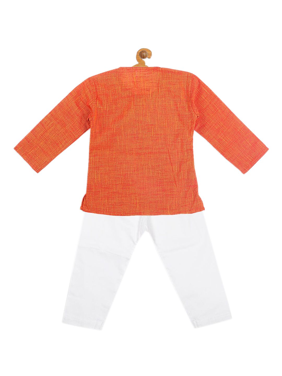VASTRAMAY Boys Orange Pure Cotton Kurta with Pyjamas