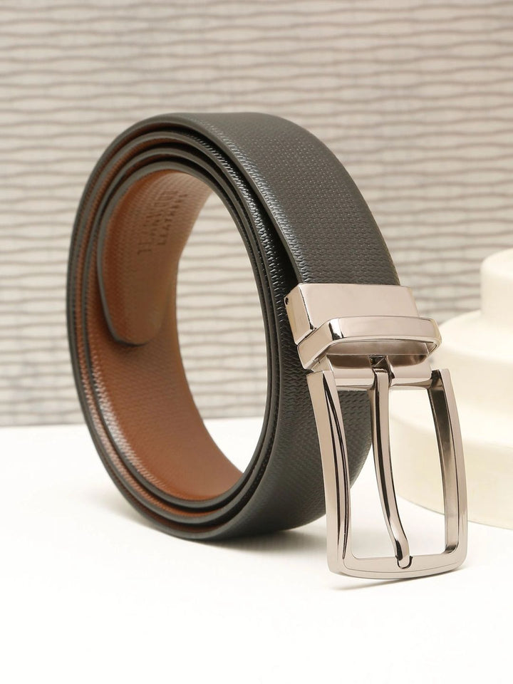 Teakwood Leathers Men Textured Leather Reversible Formal Belt