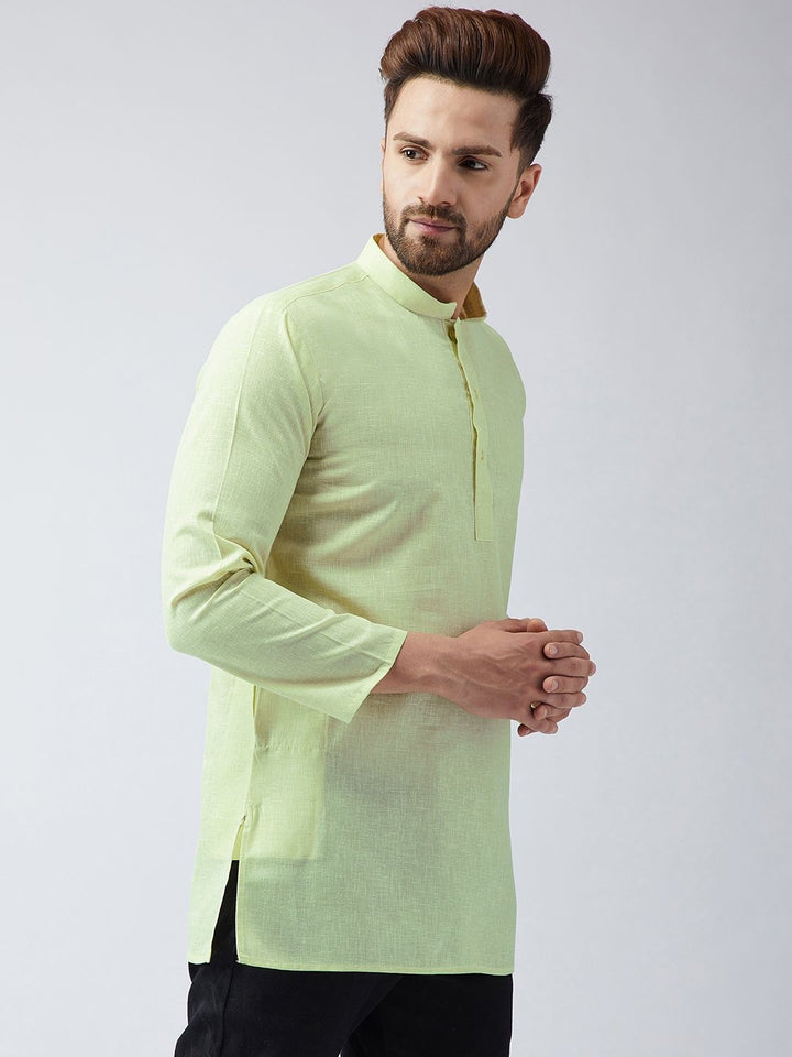 SOJANYA Men Lime Green Woven Design Short Kurta